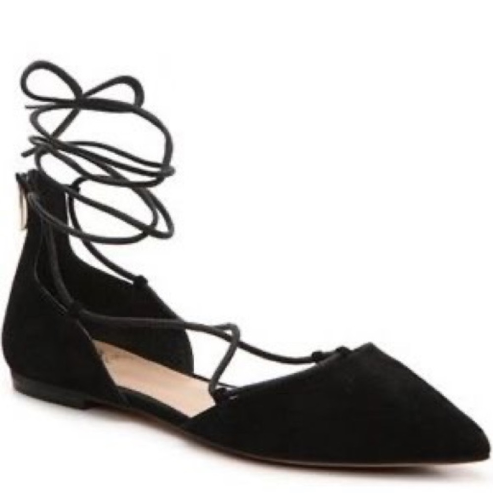 Vince Camuto Jerri black suede lace up flats